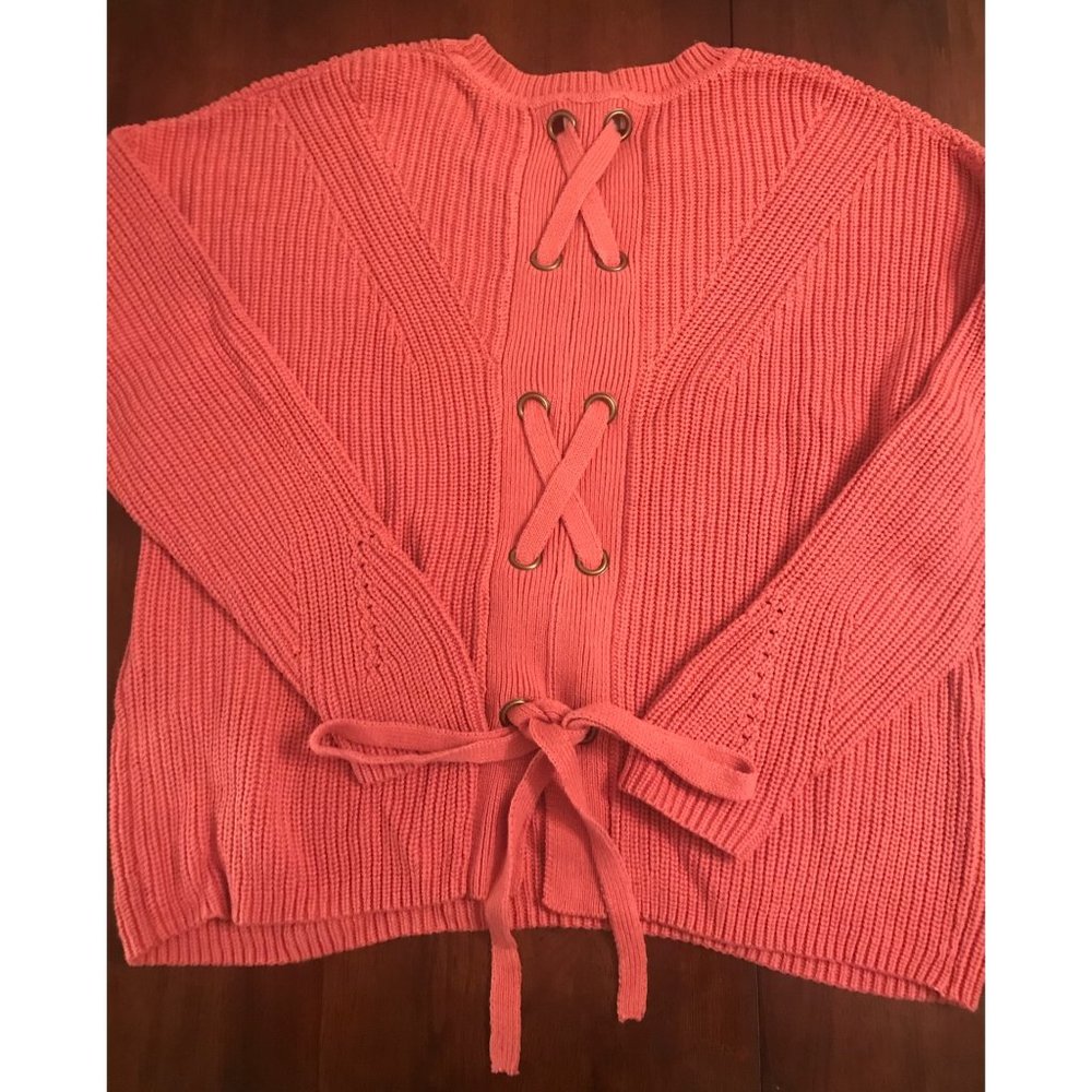 Lucky Brand | Coral /Orange Tie-Detail Sweater | Large | NWOT